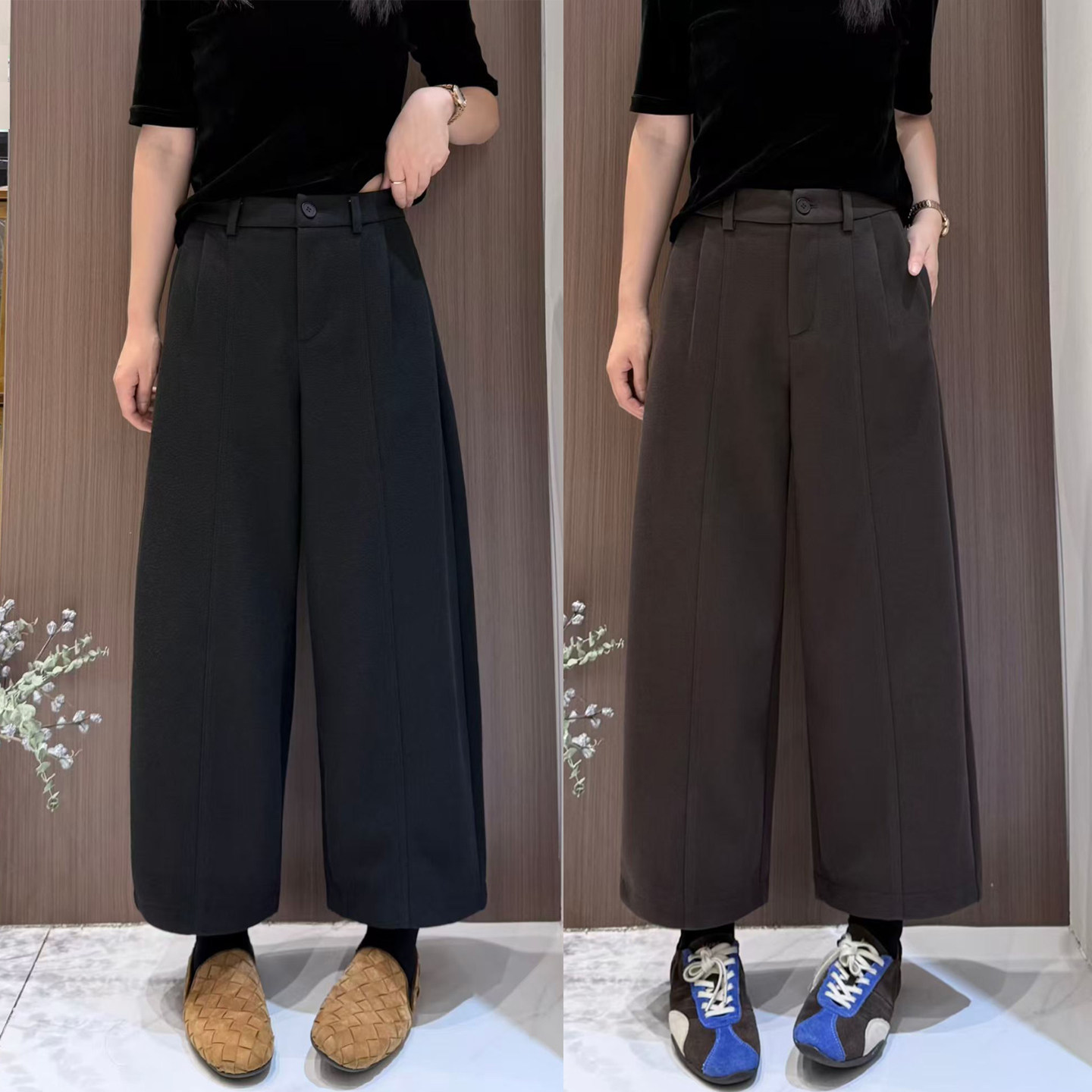 秋冬厚料九分毛呢羊毛奶奶裤女