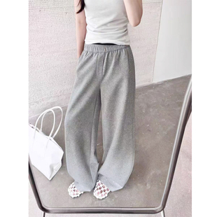 桐桐佳~春款弹力休闲弯刀裤女高腰大码窄版阔腿裤拖地裤简谜26016