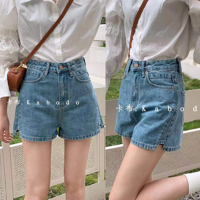 卡布Kabodo夏季女士短裤高腰宽松a字牛仔热裤显瘦3分裤头新81885