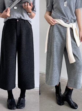 桐桐佳冬季新款八分羊毛直筒靴裤时尚显瘦保暖休闲女裤子NV88107