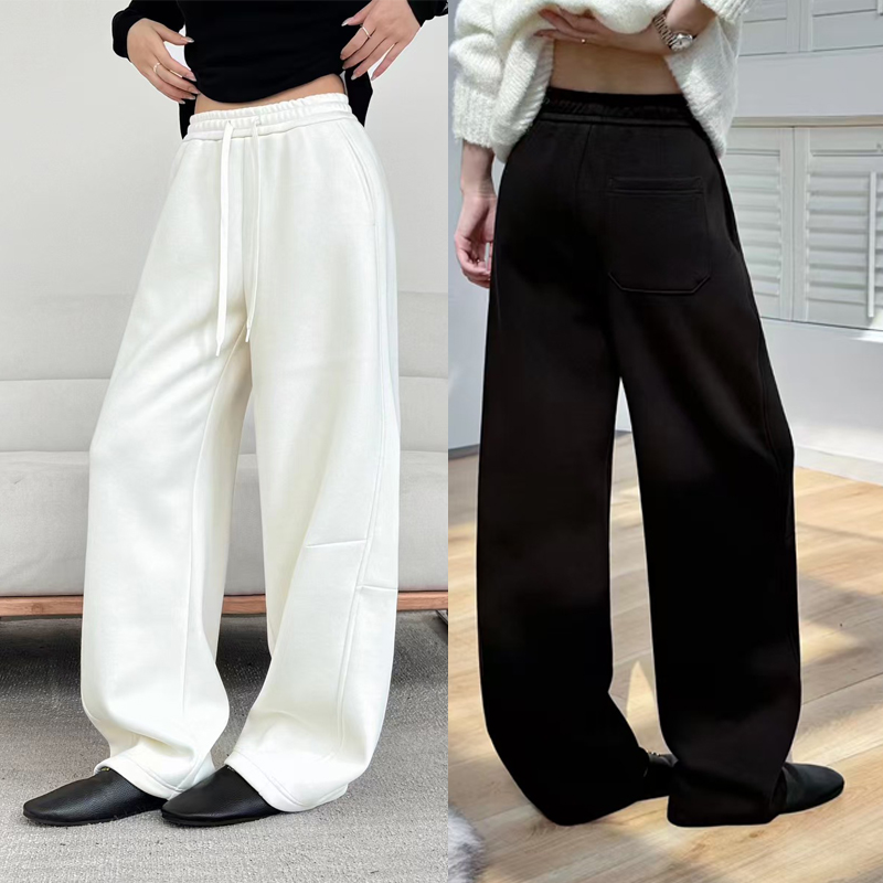 冬季加绒热熔岩窄版阔腿裤显瘦