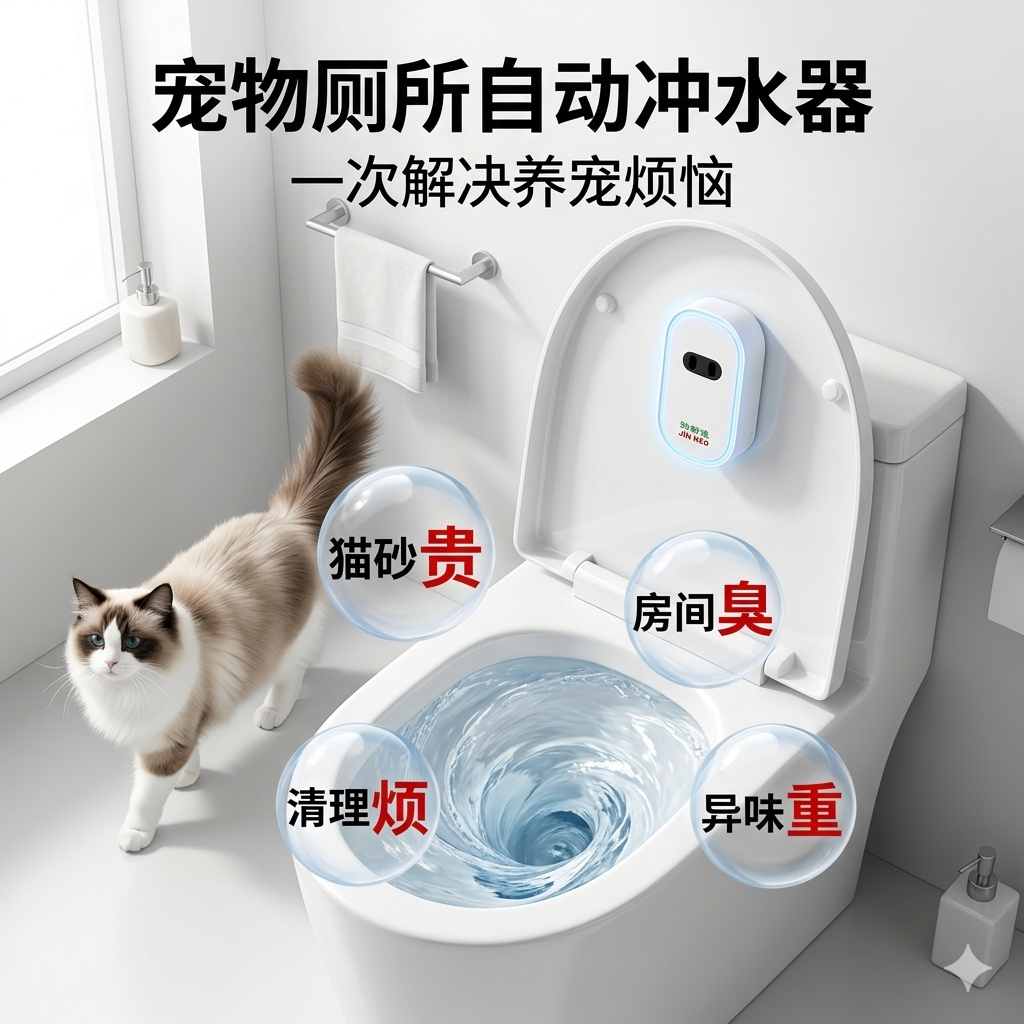 猫砂盆狗厕所马桶训练器自动冲水感应器懒人养宠神器蹲便器冲水器