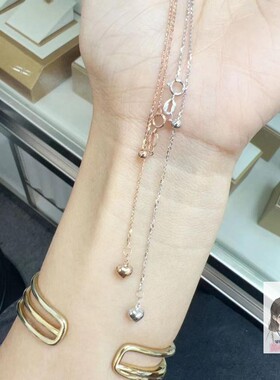 Tailor's香港代购18K金爱心素链18K金项链可调节链玫瑰金0字链