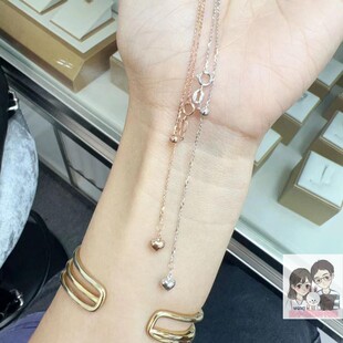 Tailor's香港代购18K金爱心素链18K金项链可调节链玫瑰金0字链