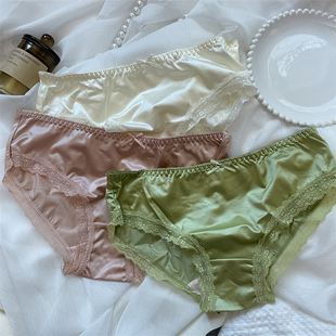 新款性感蕾丝绸缎拼接纯欲无痕简约包臀内裤三角裤均码高弹