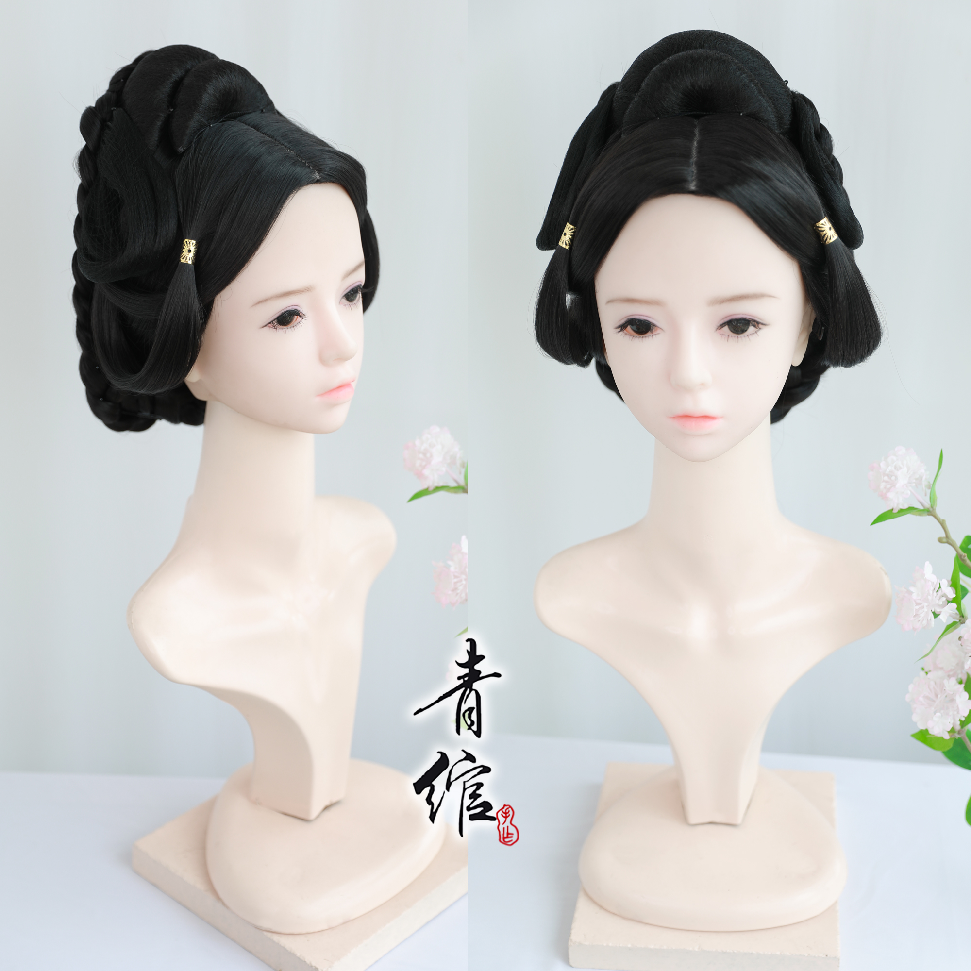 汉服明制袄裙马面复原唐风襦裙假发头套 古风COS假发发髻