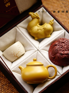 岁岁无虞 马年褐纹金宣礼盒 潘壶 130cc 新年节日送礼 砂壶印象