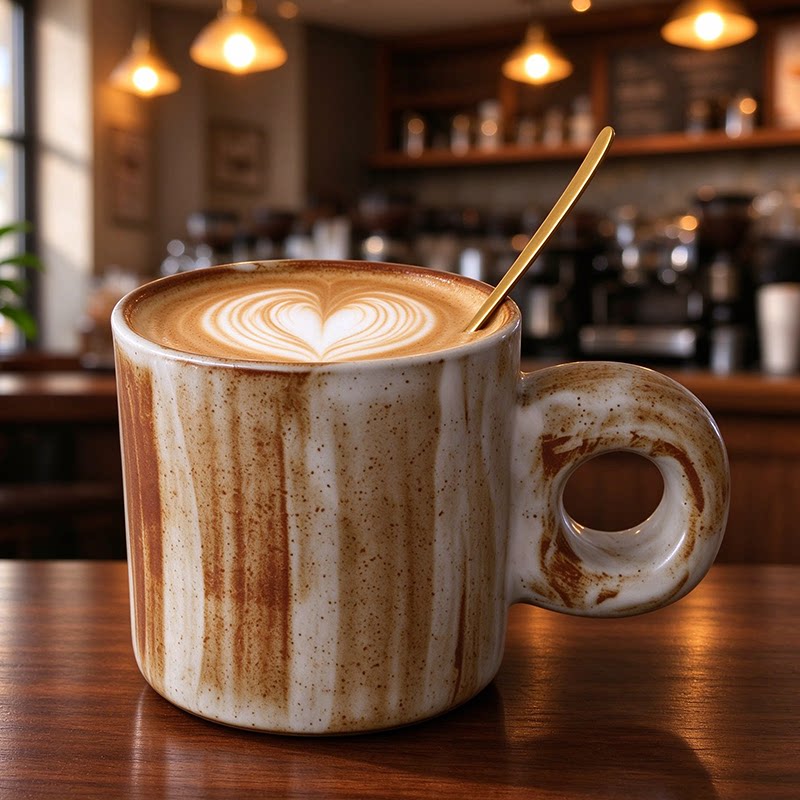 复古陶瓷带杯碟咖啡杯