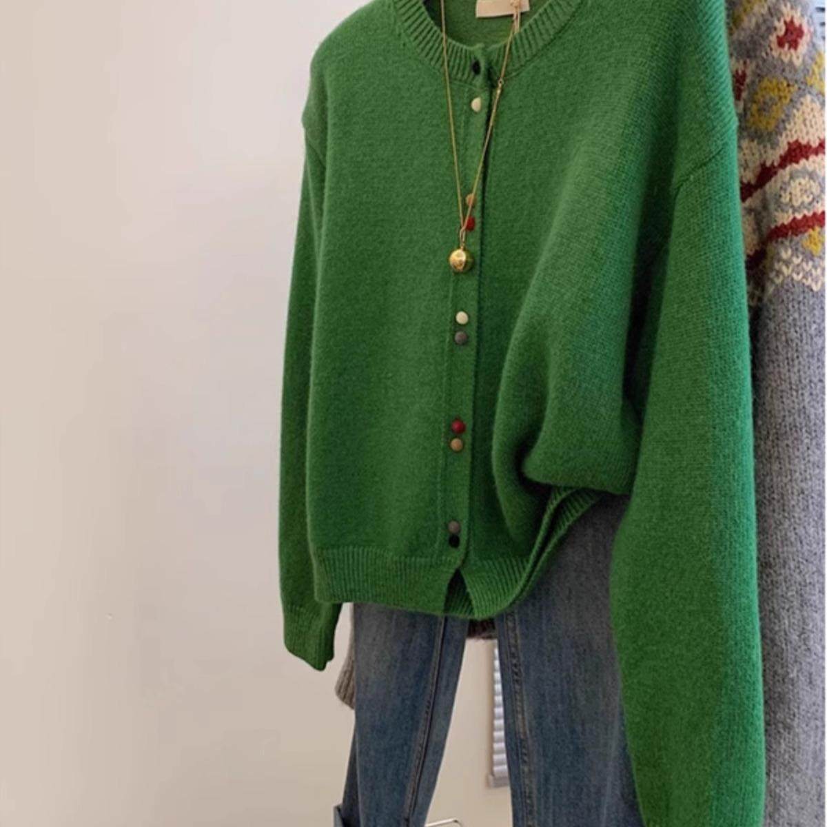 特大码300斤胖MM复古软糯毛衣开衫外套女秋冬宽松慵懒针织衫上衣