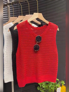 胖mm显瘦遮肚上衣无袖 特大码 新款 300斤镂空针织背心女夏季 毛衣