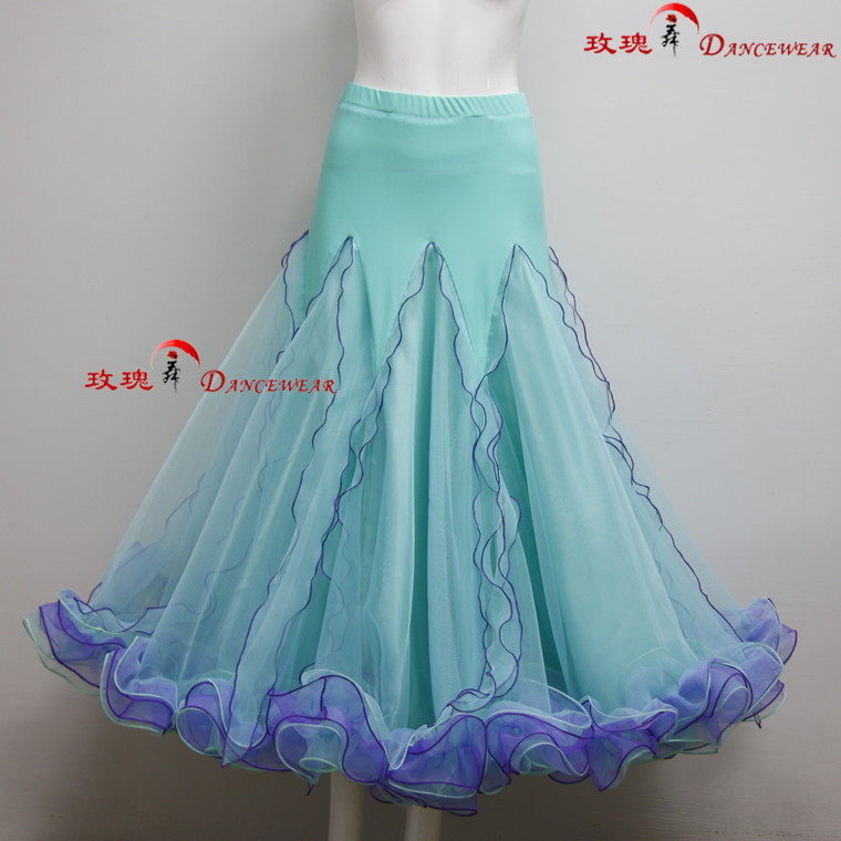 玫瑰舞99女式成人新款摩登舞裙大摆裙进口软纱广场舞裙表演可定制