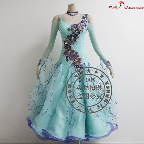 玫瑰舞99华尔兹舞裙大摆裙长裙 交谊舞新款连衣裙 摩登舞服MD1284