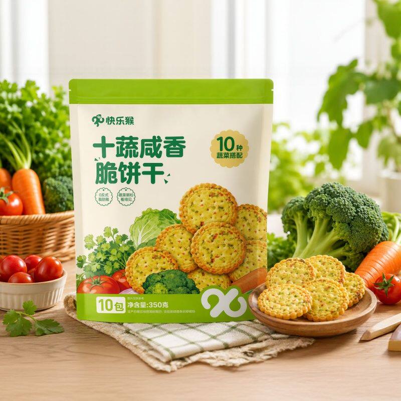 包邮 快乐猴 十蔬咸香脆饼干350g