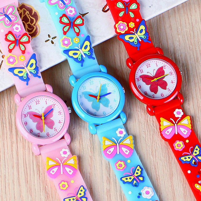 小女生可爱卡通女孩儿童蝴蝶手表硅胶带小学生幼儿园防水女童腕表