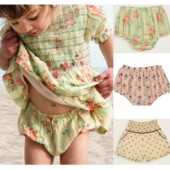 宝宝刺绣打揽打底裤 复古碎花短裤 Joanna麻麻 Bachaa女童夏季