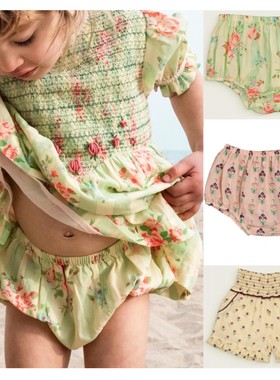 【Joanna麻麻】Bachaa女童夏季复古碎花短裤宝宝刺绣打揽打底裤