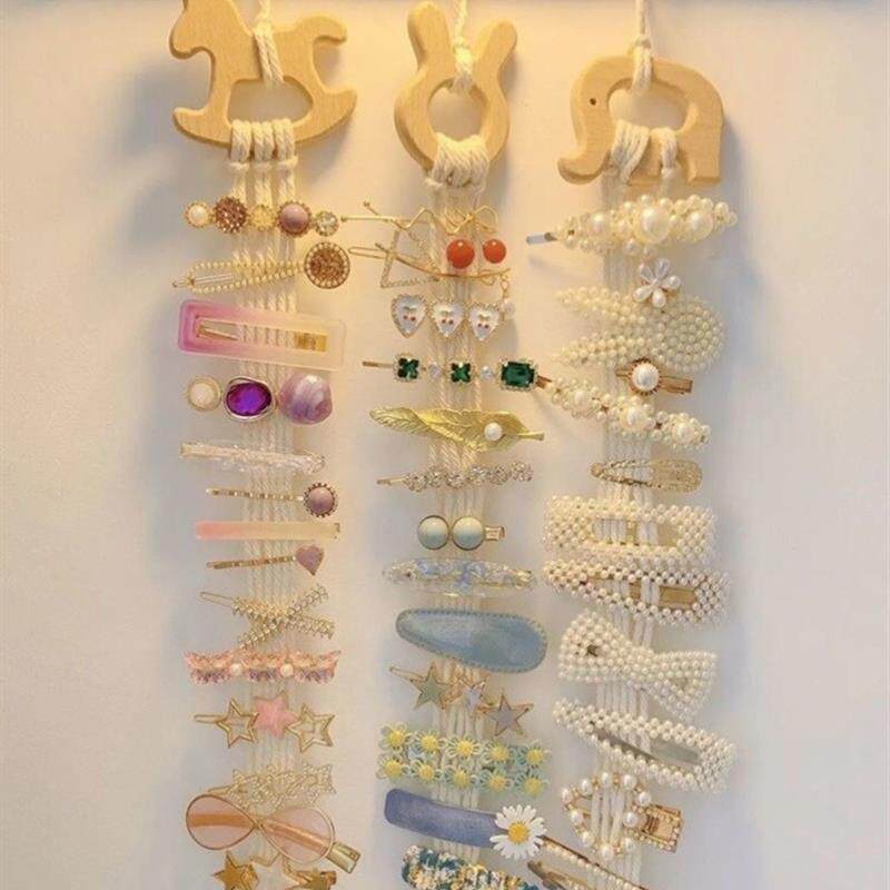 头花头饰发饰收纳放发箍的架子头饰发夹展示架发簪收纳神器编织墙