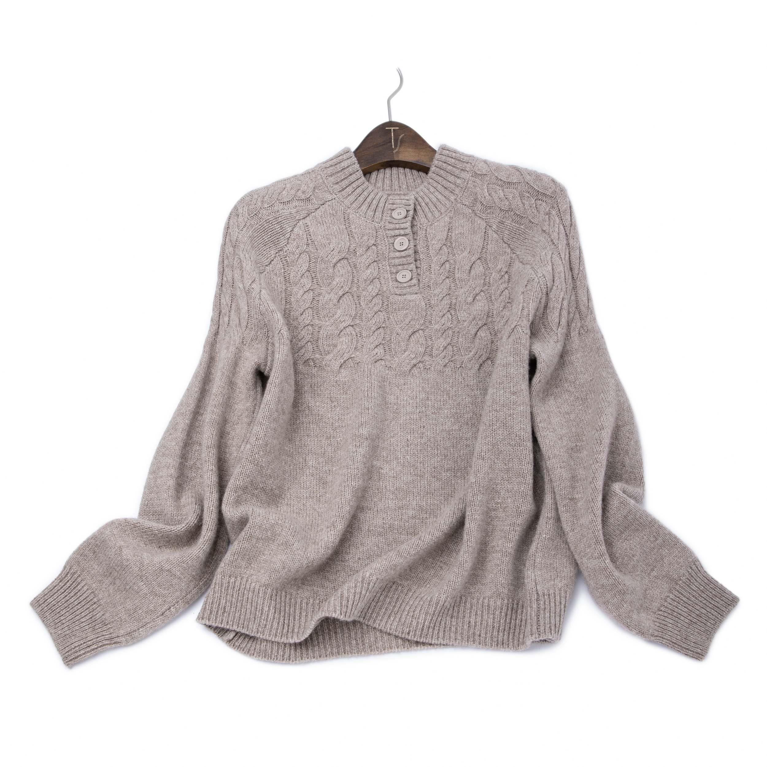 老钱风半高领麻花编织毛衣羊绒衫