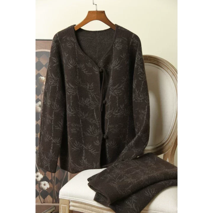 新中式羊绒套衫&修身半裙套装