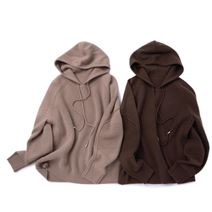 重磅条纹连帽设计休闲保暖羊绒衫 LEMAER乐玛尔 法单100CASHMERE