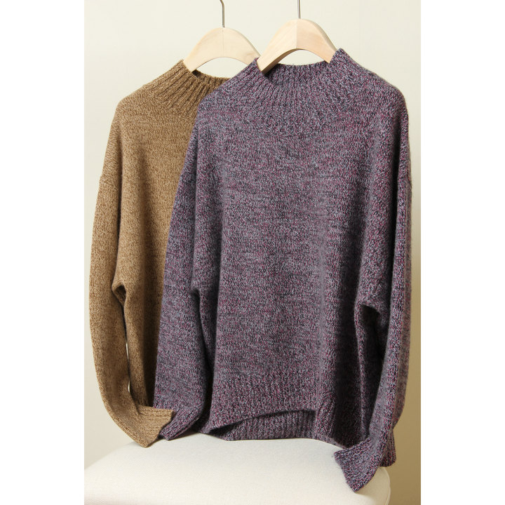 半高领重磅山羊绒针织套衫