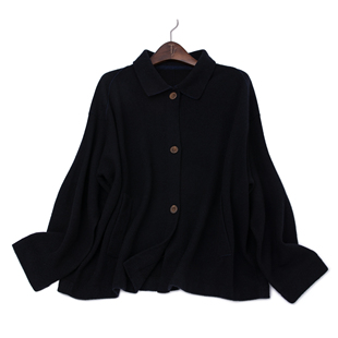 LEMAER乐玛尔 静奢系列【云纱漫步】翻领木质扣羊绒玲珑纱外套