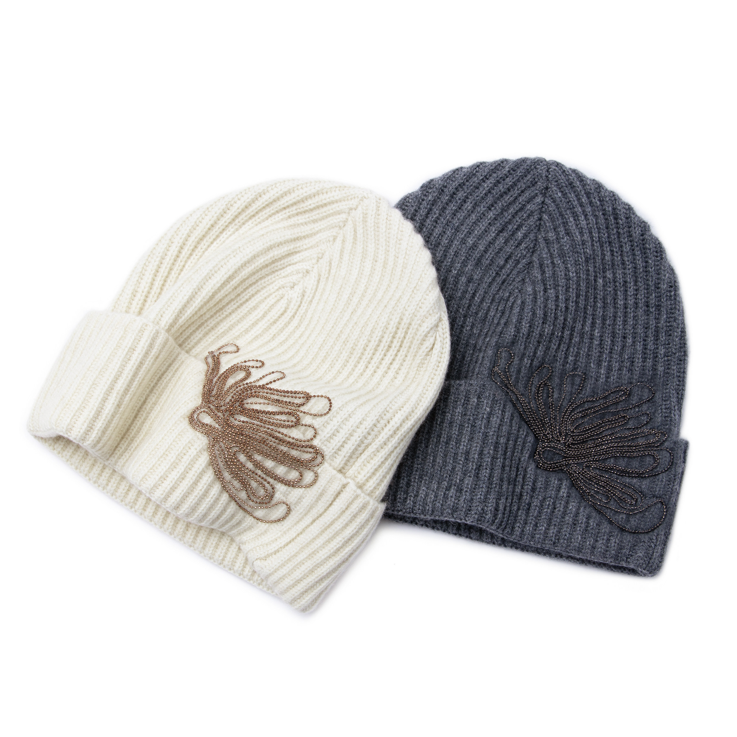 手工钉珠碎花通用款羊绒帽子