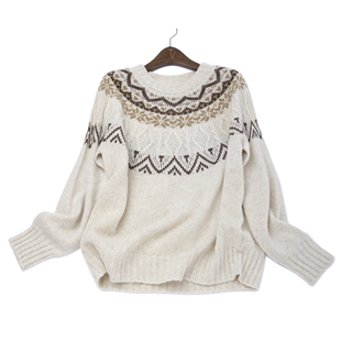 100%CASHMERE费尔岛风重工提花羊绒衫 LEMAER乐玛尔 一线成衣