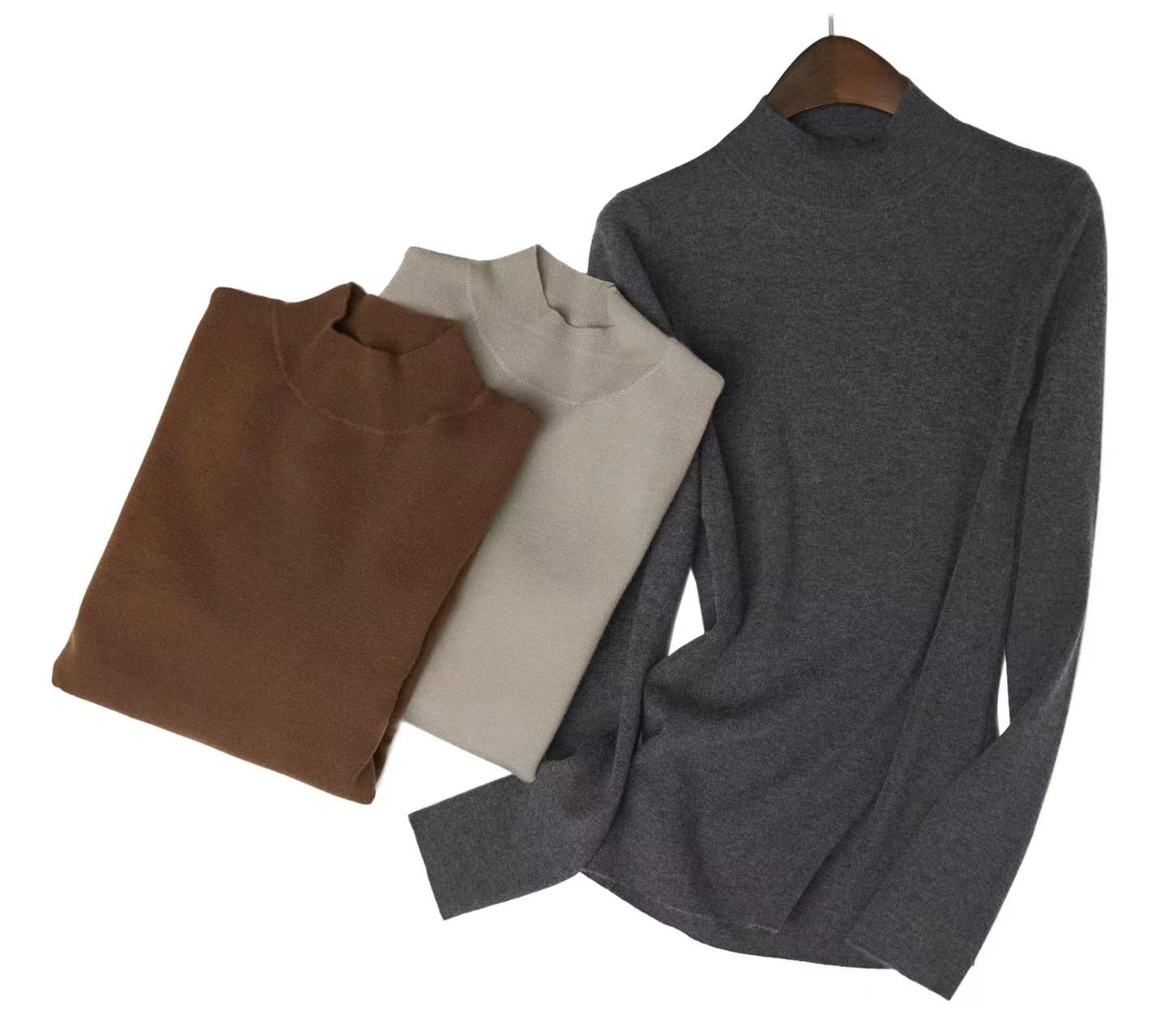 半高领经典基础精纺羊绒打底衫