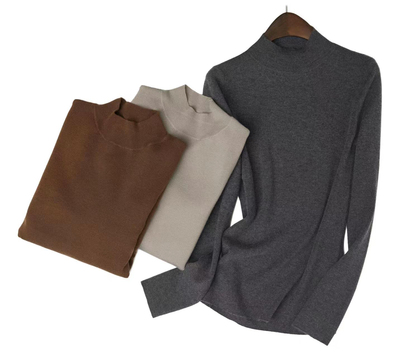半高领经典基础精纺羊绒打底衫