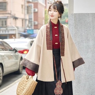 凤台曲原创汉服（守岁）明制直领大袖短袄冬加绒保暖通勤日常百搭