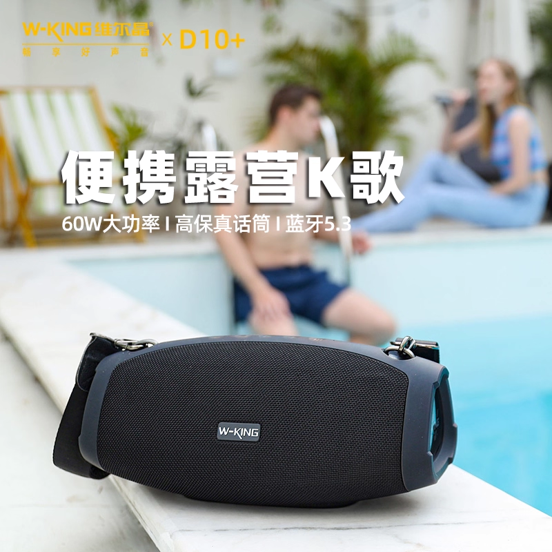 维尔晶D10+便携K歌蓝牙音响户外重低音炮登山露营立体声车载音箱
