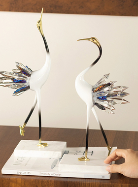 轻奢高档白鹤书房摆件家居客厅酒柜装饰品玄关仙鹤工艺品结婚礼物