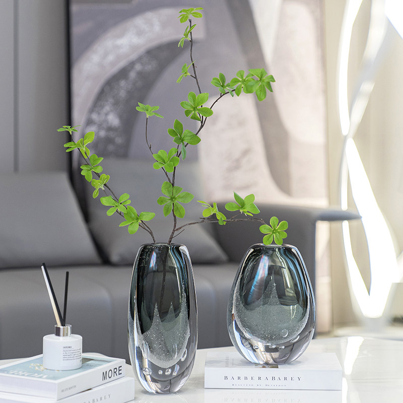 2025高级感琉璃灰色花瓶高档现代客厅玄关茶几家居装饰品鲜花花瓶,家居饰品,花瓶,淘宝优惠券,粉丝福利购,淘宝优惠卷