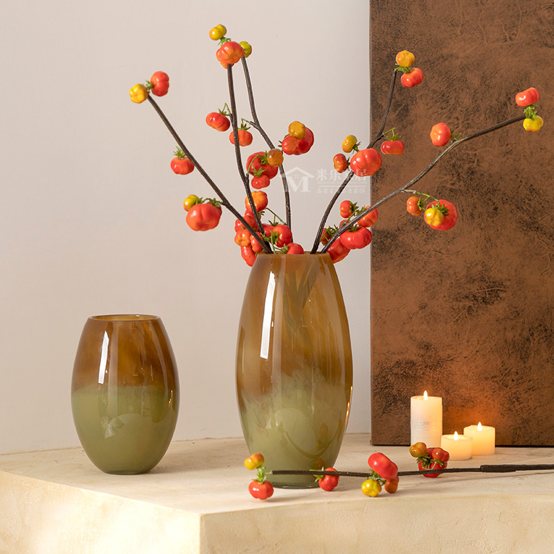 中古风轻奢艺术复古玻璃花瓶插花绣球高级感客厅餐桌家居装饰摆件,家居饰品,花瓶,淘宝优惠券,粉丝福利购,淘宝优惠卷