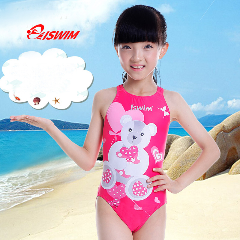 儿童三角连体泳衣女童小女孩泳衣训练比赛印花游泳衣