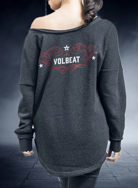 德单E*MP暗黑哥特摇滚朋克金属Volbeat乐队大圆领露肩抓绒卫衣