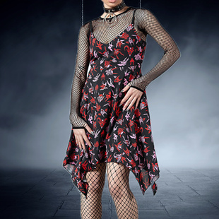 ks杀星暗黑哥特摇滚朋克大天使巴风特devil弹力不规则吊带连衣裙