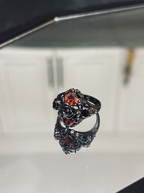 清货 暗黑哥特亚文化高级维多利亚朋克风复古宫廷玫瑰花戒指指环