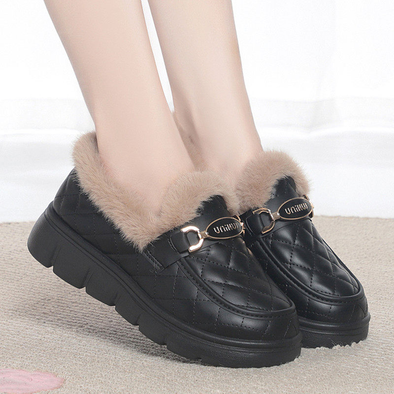 老北京棉鞋女冬外穿2025新款加绒加厚一脚蹬乐福鞋时尚保暖豆豆鞋,女鞋,乐福鞋（豆豆鞋）,淘宝优惠券,粉丝福利购,淘宝优惠卷