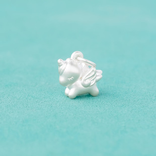 足银999独角兽挂件 纯银立体飞马吊坠diy手链挂坠卡通饰品配件