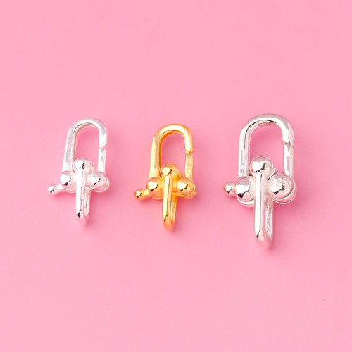 925纯银U形马蹄弹簧扣diy银饰配件做旧饰品扣连接项手链串绳尾扣