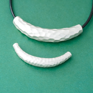 s999足银复古3d硬银锤面弯管纯银半镯银管diy串珠编绳手链项链绳