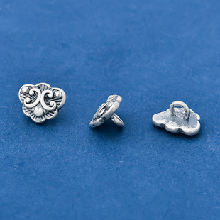 S999纯银扣头足银五路财神复古纽扣项链手绳连接扣DIY手绳配件