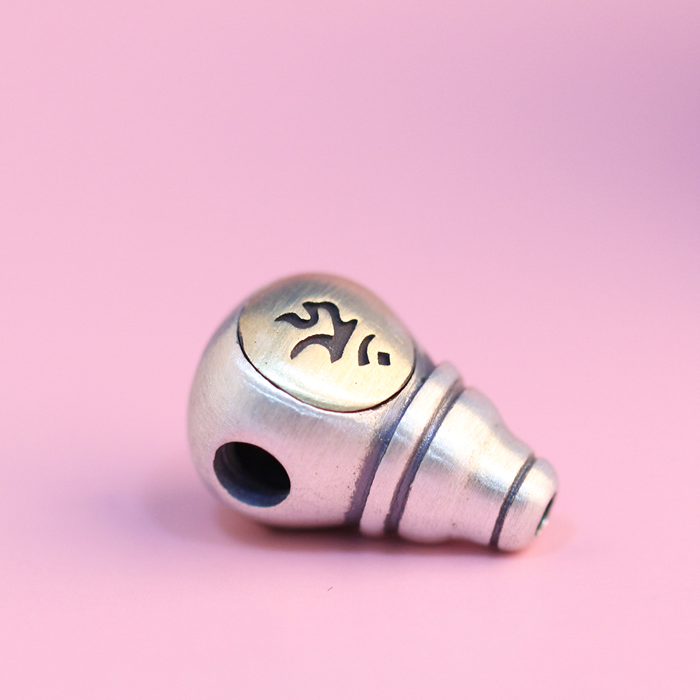 S925纯银嵌铜复古十字金刚杵生肖守护神三通佛头diy手串银饰配件