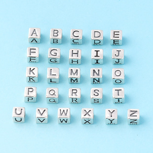 s925银DIY串珠手链手串26个英文字母隔珠散珠配件情侣手绳材料5mm