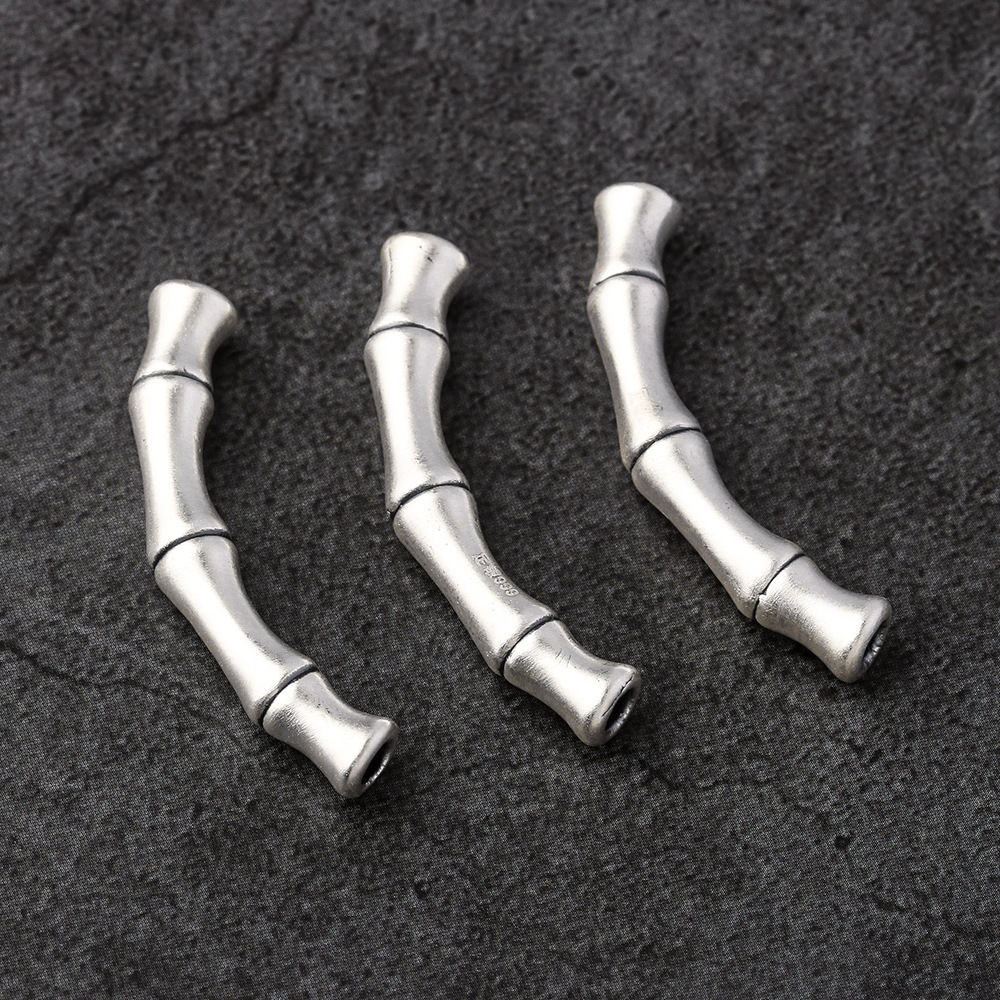 S999足银竹节管弯管配件DIY串珠编绳手链珍珠水晶手串饰品材料包