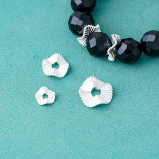 s999纯银波浪水波纹隔片垫片水晶手串编手绳项链手工diy配件隔珠