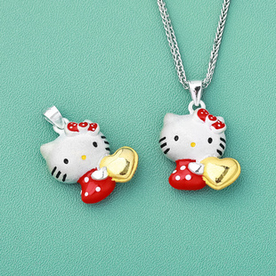 S925纯银HelloKitty吊坠项链项坠kt猫可爱公主女新年礼物热卖新品