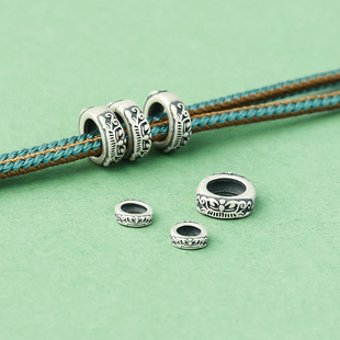 s925纯银复古哑光5mm8mm兽面纹隔片个性 做旧饕餮纹隔珠diy手绳